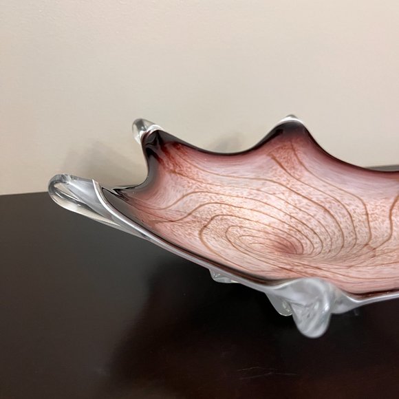 Vintage Murano Cased Glass 6 Point Starfish Bowl Plate Purple Gold Swirl 1960's - Picture 5 of 9